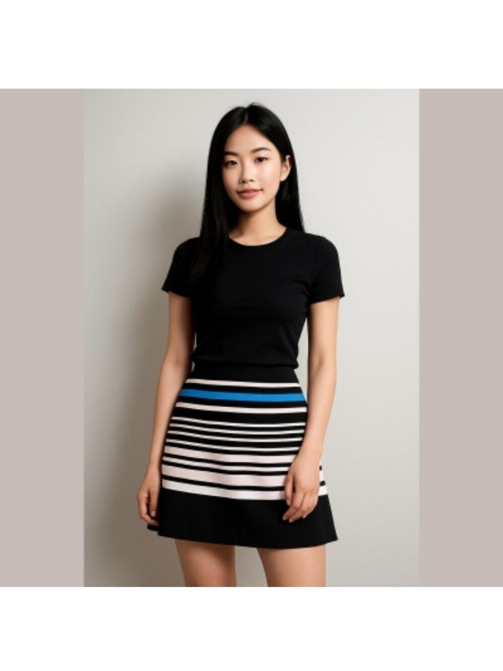 PAULE KA | striped skirt black white navy sz 10